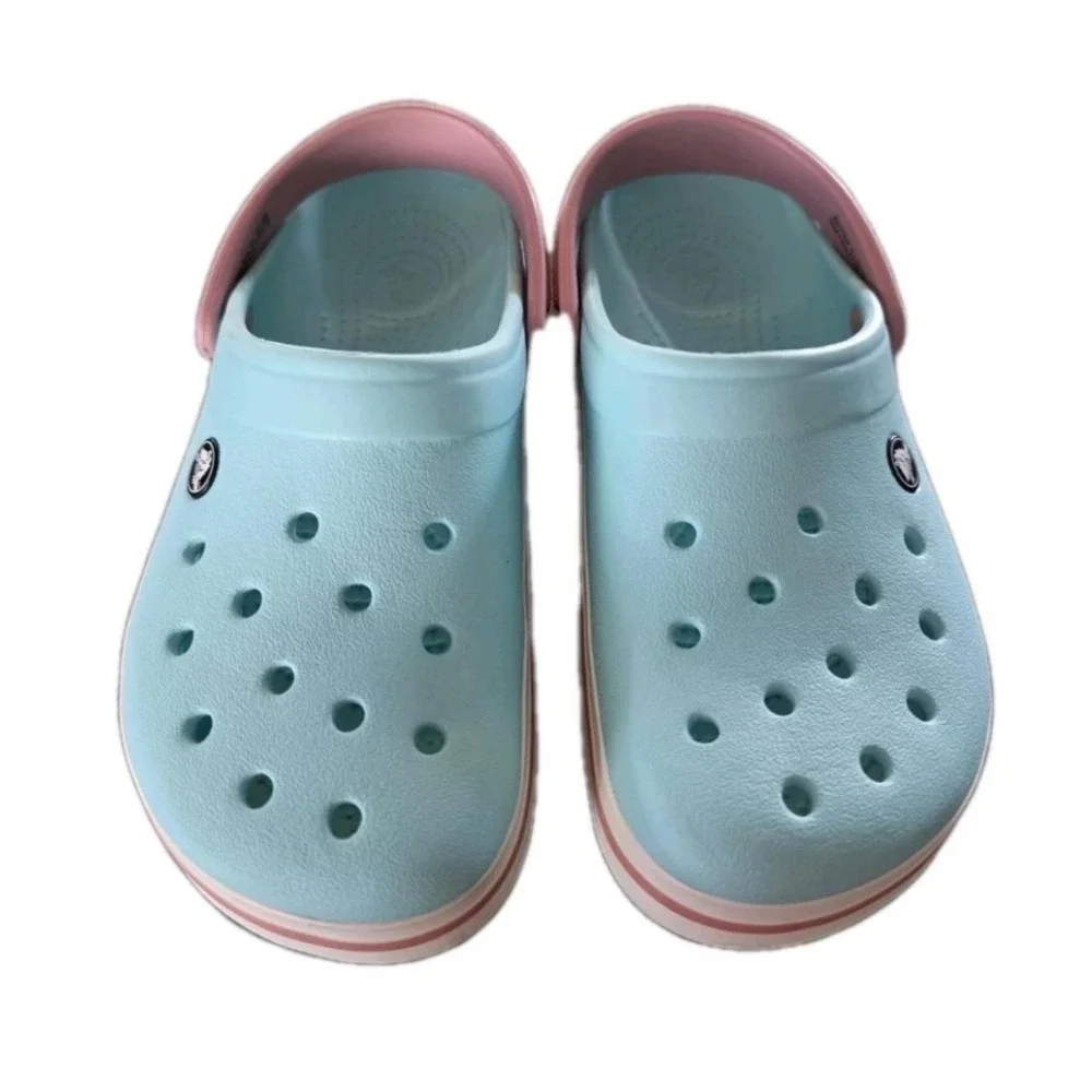 Crocs Kids Crocband Clog Light Blue Pink Sporty Water Shoes J3